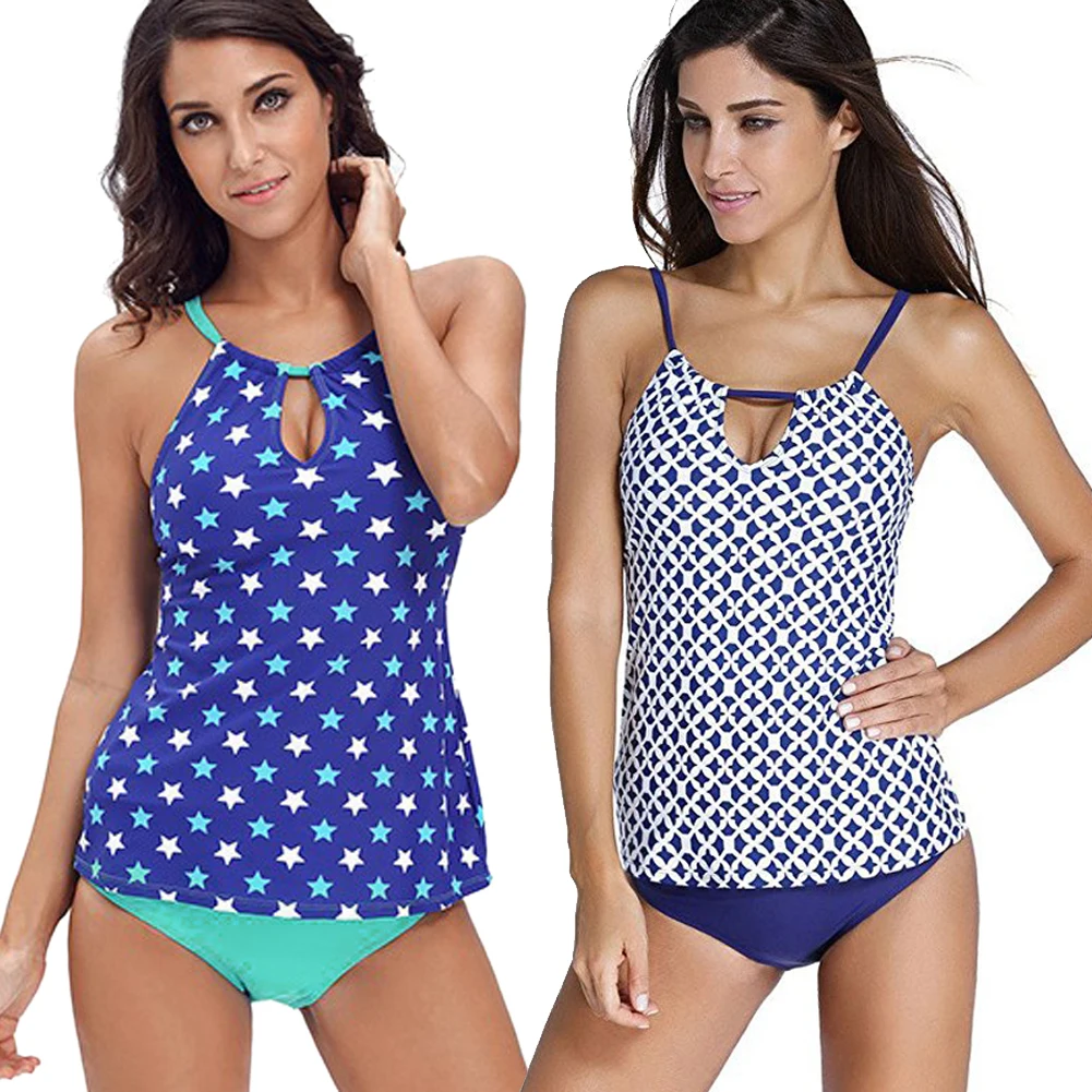 Women Tribal Printed Tankini With Boyshort Two Pieces Swimsuit Set Plus Size Bathing Suits Pad Swimwear Women 2017 Blue biquini Women Tribal Printed Tankini With Boyshort Two Pieces Swimsuit Set Plus Size Bathing Suits Pad Swimwear Women 2017 Blue biquini