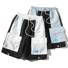 Летние мужские пляжные шорты с фирменным принтом, мужские шорты кэжуал, модные стильные шорты с карманами, Прямые Бермуды для пляжа, большие размеры 6,24