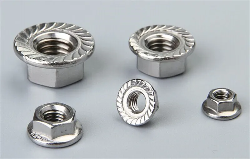 50pcs Metric M10 304 Stainless Steel Hex Head Flange Nutsin Nuts from