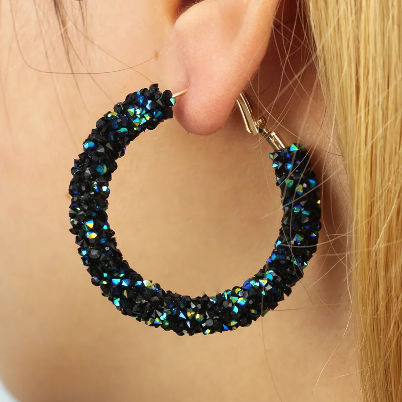 

Fashion jewlry Vintage Cute Romantic big Round Crystal stud Earrings for Women party Temperament Alloy gift Earring Jewelry