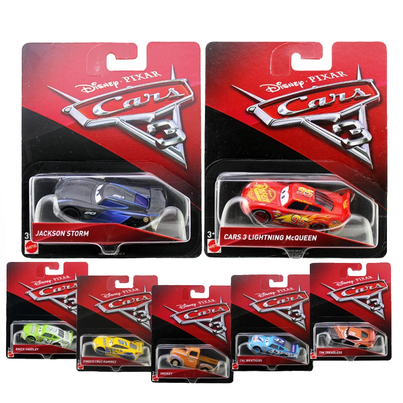 Машинки Дисней Pixar 3 игрушки Lightning McQueen Jackson Storm Master Mack Cruz литые под давлением машины