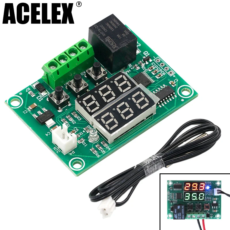 

XH-W1219 DC 12V Dual LED Digital Display Thermostat Temperature Controller Regulator Switch Control Relay NTC Sensor Module