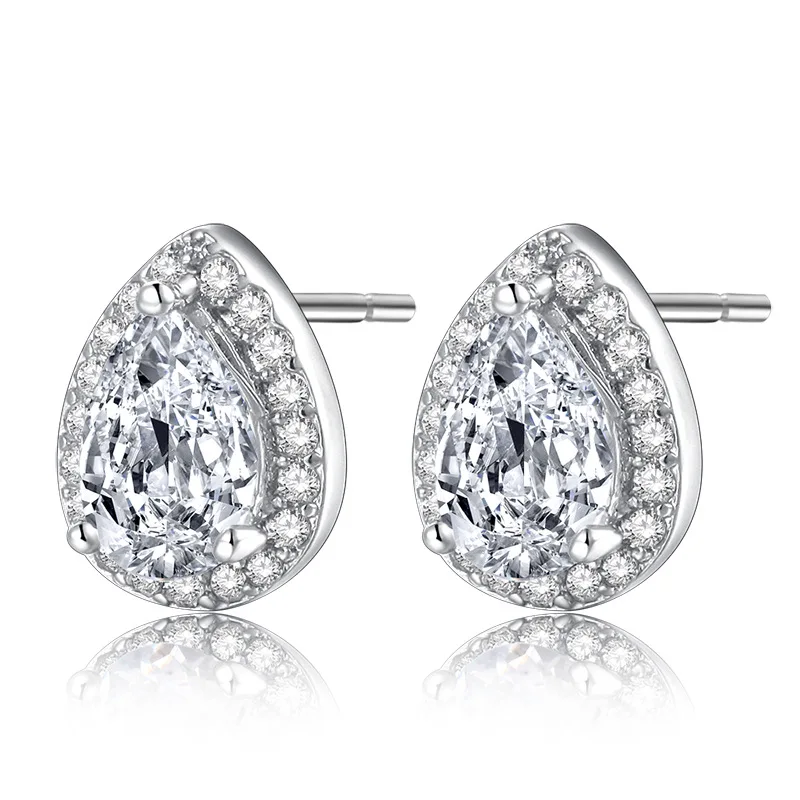 

Fashion Zircon Element Stud Earrings for Women Earring Simple Jewelry Hearts and Arrows Water Droplet Pattern Full Drill Earings