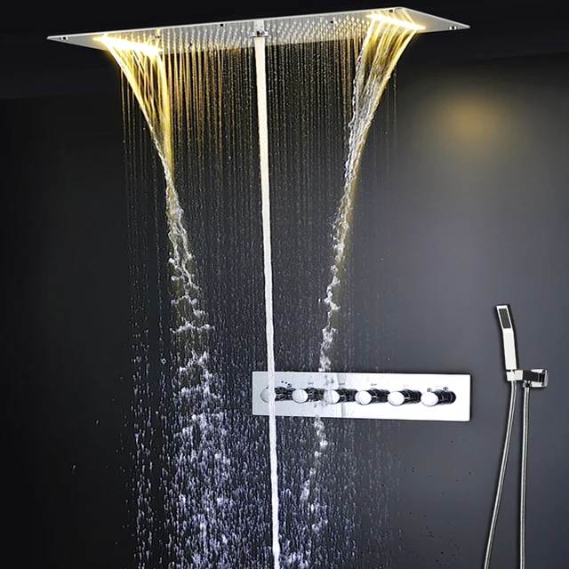 Multifunctionele LED Douche Kit Verzonken Grote Regen Kolom Waterval