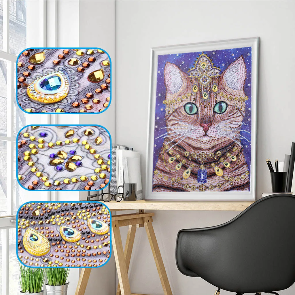 

Diy 5d Diamond Painting Animal Cat Round Diamond Mosaic Stitch Embroidery Pattern Embroidery Handmade Children Gift