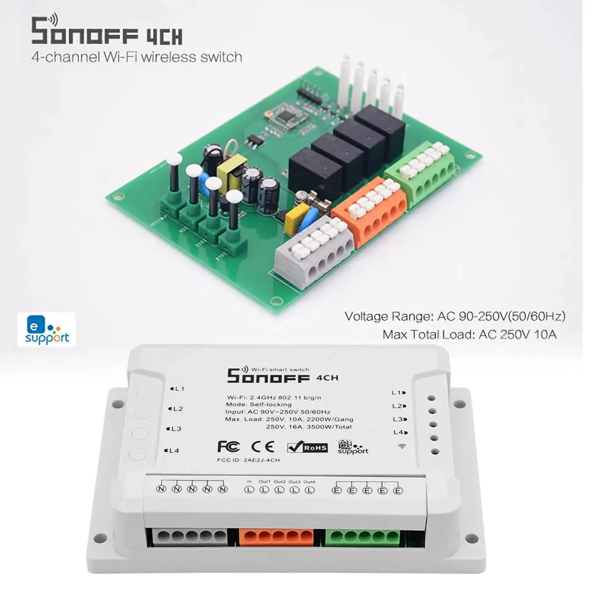 Sonoff 4CH R2 Pro R2 433 МГц банда RF беспроводной пульт дистанционного управления Умный дом Wifi модуль умный переключатель инчинг интерлок реле Alexa Google