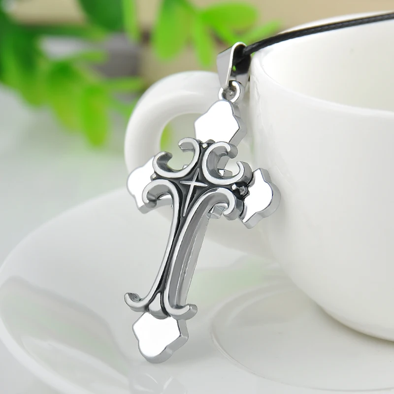 

Hot Fashion Cool Men's Cool Stainless Steel Layer Cross Pendant Necklace Accessories Jewelry Gift