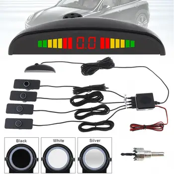 

4 Sensors 16mm LED Display Car Flat Parking Sensor 12V Auto Crescent Reverse Backup Radar Detector System