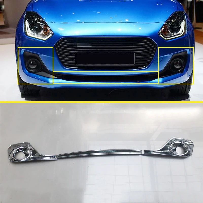 Us 32 09 16 Off For Suzuki Swift Hatchback 2018 2019 Chrome Front Fog Light Cover Front Bumper Bottom Decoration Trim 3pcs Not Fit Sport Model In