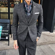 Осень и зима новая мода дикая Англия Классический квадратный тонкий мужской деловой маленький пиджак