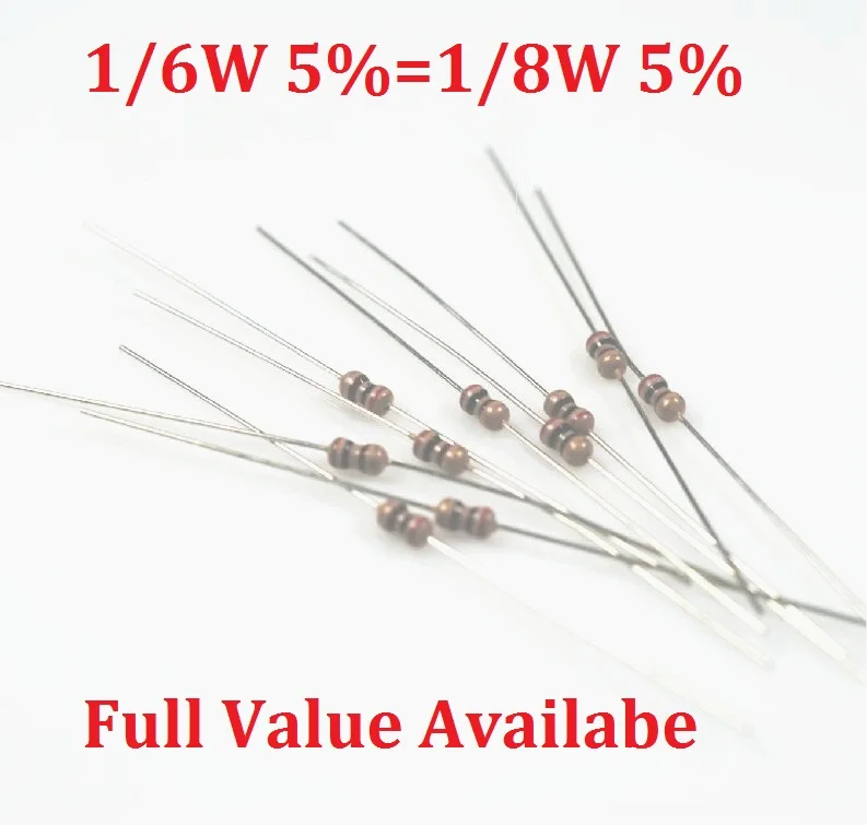 

1000PCS/LOT 1/6W 1/8W 0R/0.5R/1R/2.2R/3.3R resistance of 0/0.5/1/2.2/3.3R ohm resistor color ring carbon film resistors