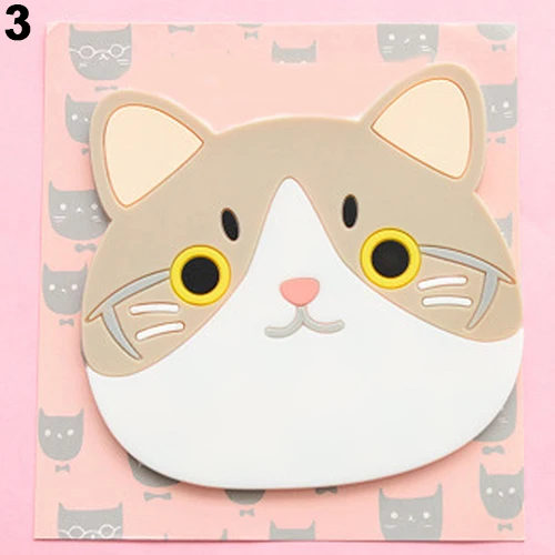 POP ITEM! Kitchen Cute Cartoon Cat Coffee Drink Glass Cup Placemat Holder Pad Coaster - Цвет: 3