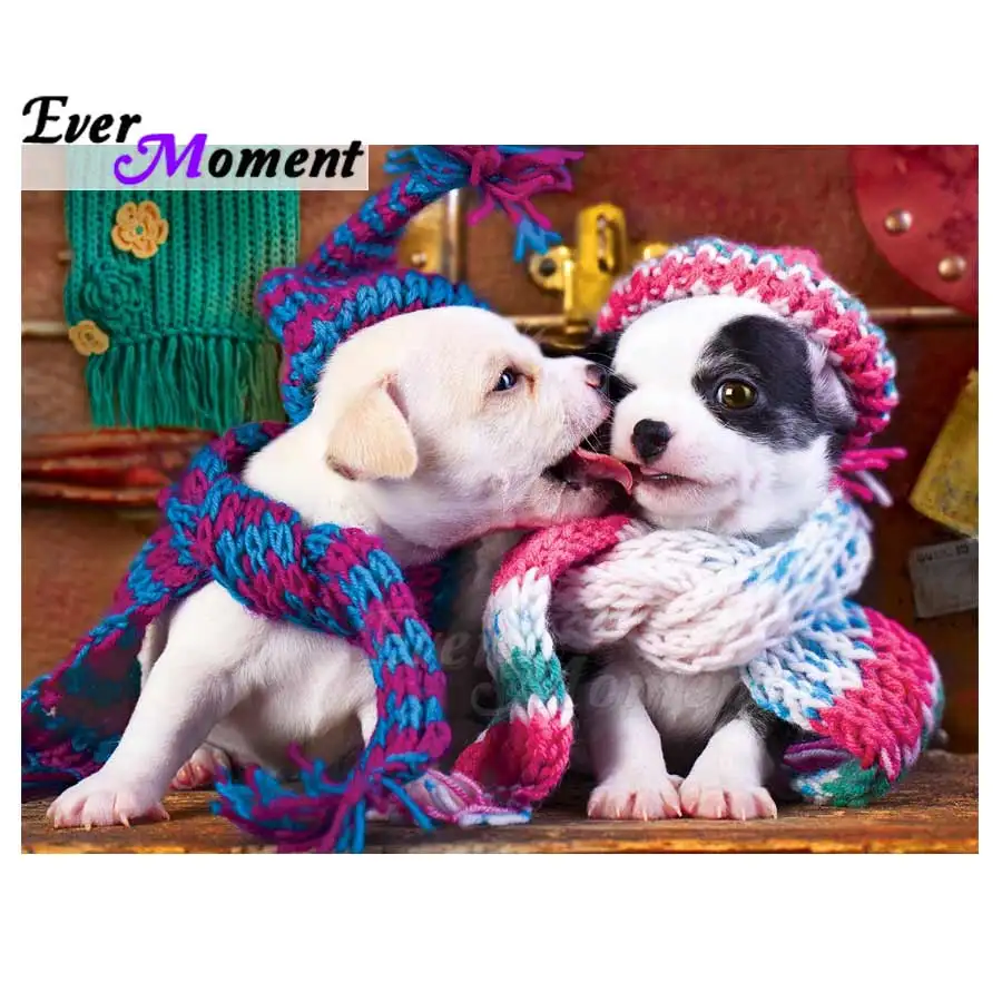 

Ever Moment Diamond Painting Dogs Cross Stitch Picture Of Rhinestone Mosaic Diamond Embroidery 5D DIY Rhinestone Decor ASF1411