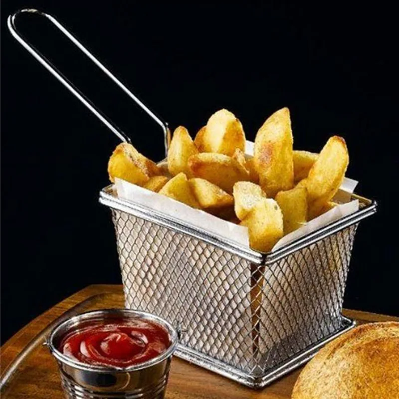 by DHL or EMS 30 pcs Chips Mini Fry Baskets Stainless Steel Fryer