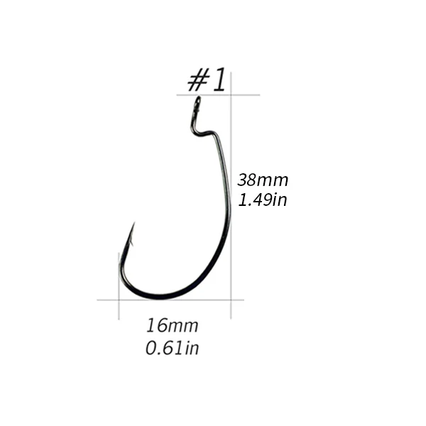 10 шт., 1 упаковка, размер 1-12, 2/0, 1/0, 3/0, 4/0, рыболовный крючок, углеродистая сталь, мягкие приманки, офсетные рыболовные крючки, мягкие Червячные снасти - Цвет: 10pcs size 1