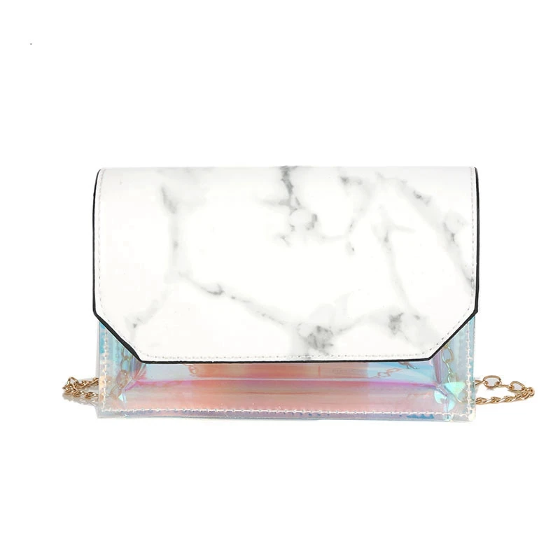 

JHD-Transparent Small Bag Female New Chain Shoulder Sling Square Bag Stone Jelly Bag Beach Bag