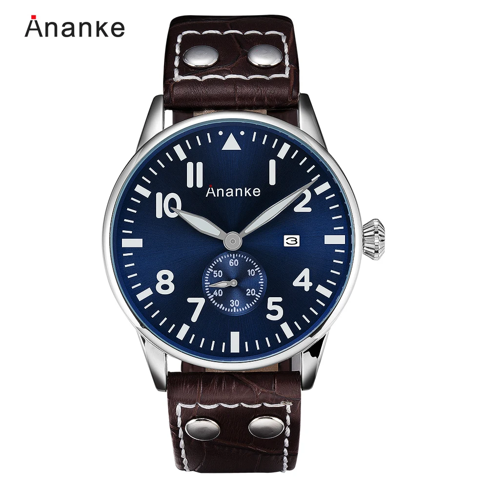 

Ananke Mens Watches Military Business Waterproof Sports Quartz Watches Chronograph Leather Timepiece with Date Relogio Masculino