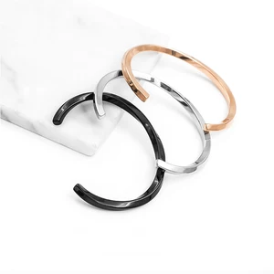 Men Gold Bangle Stainless Steel Bangle Bracelets Black Cuff Bangle For Women Type C Twisted Bangle Bracelets Men Jewelry