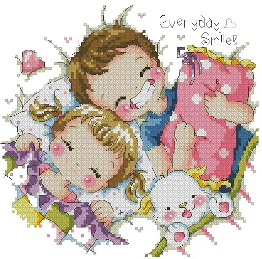 CS-2869 Cross Stitch Kit Everyday Smile Boy and Girl Love Korean Cuties SO