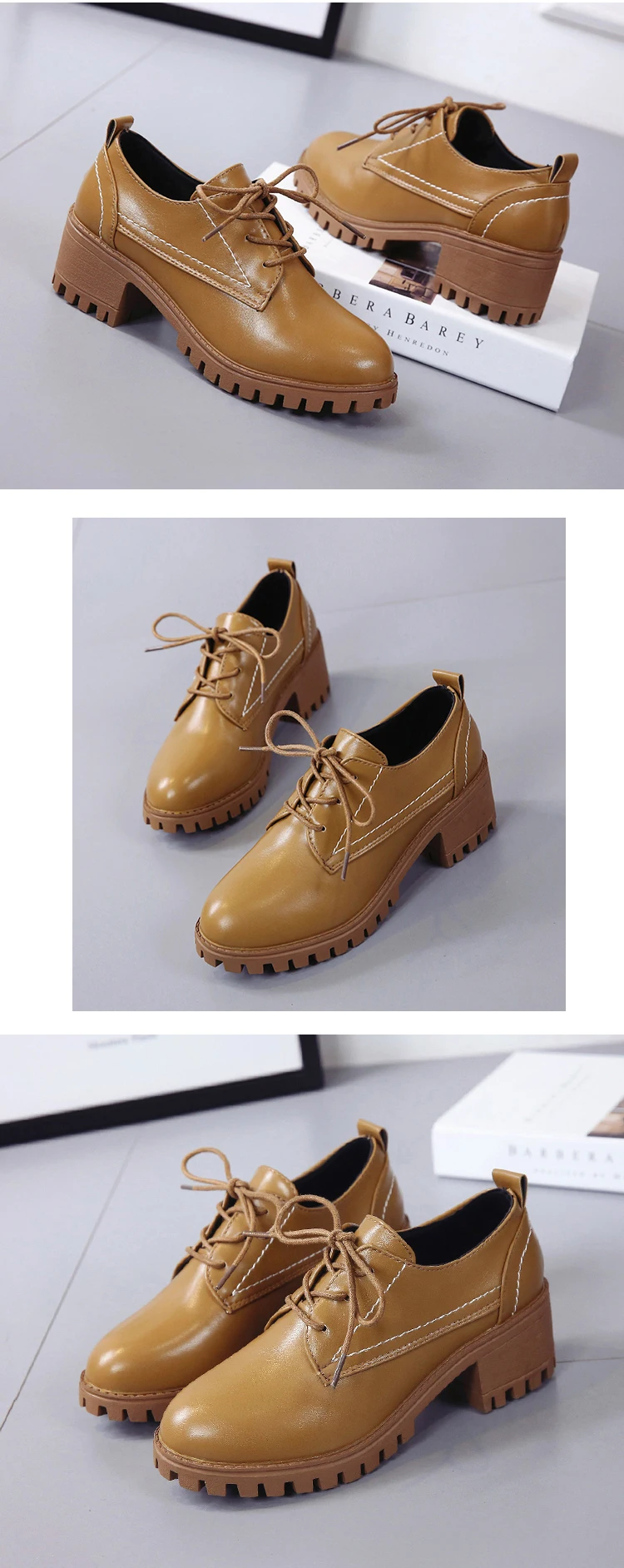 New Fashion Autumn Casual Shoes Woman Oxfords Pu Leather Lace Up Women Shoes Female Plus Size High Heels Platform Ladies Shoes