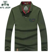 AFS JEEP, Высококачественная хлопковая рубашка поло, мужская вышивка, дышащая, с длинным рукавом, Военная рубашка поло HOMBRE размера плюс 3XL, Camisa Polo