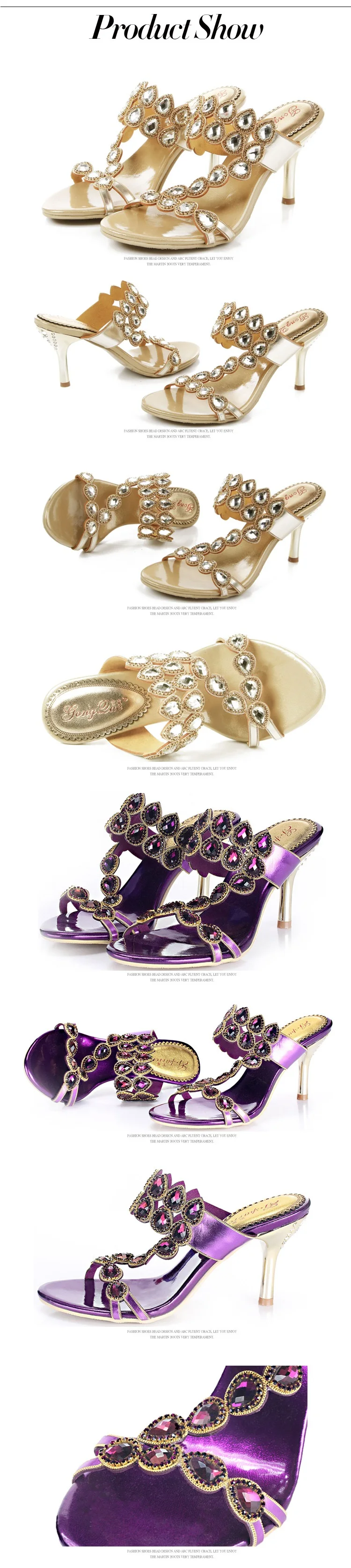 2016 Summer Hot Sale Sexy Womens Shoes Peep Toe Stiletto Heel Slippers Womens High Heels Party Sandals Evening Pink Purple Gold4