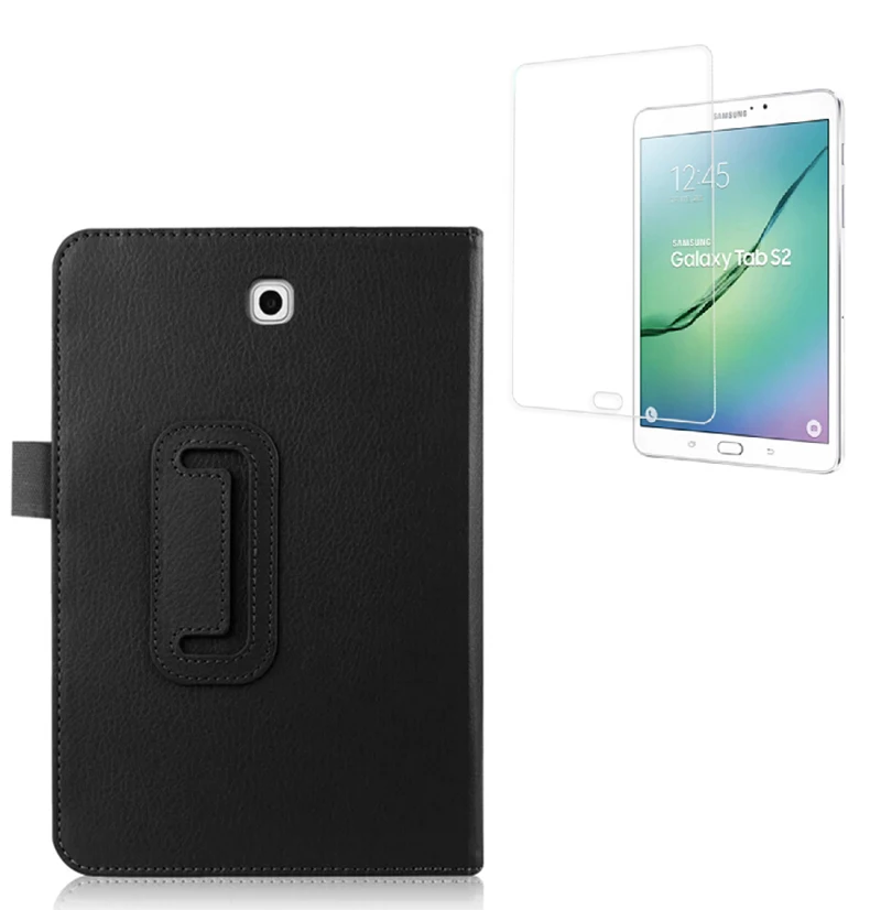 

1x Clear Screen Protector , Luxury Folio Stand Leather Protective Case Cover For Samsung Galaxy Tab S 2 S2 8.0 SM-T710 T715 8"