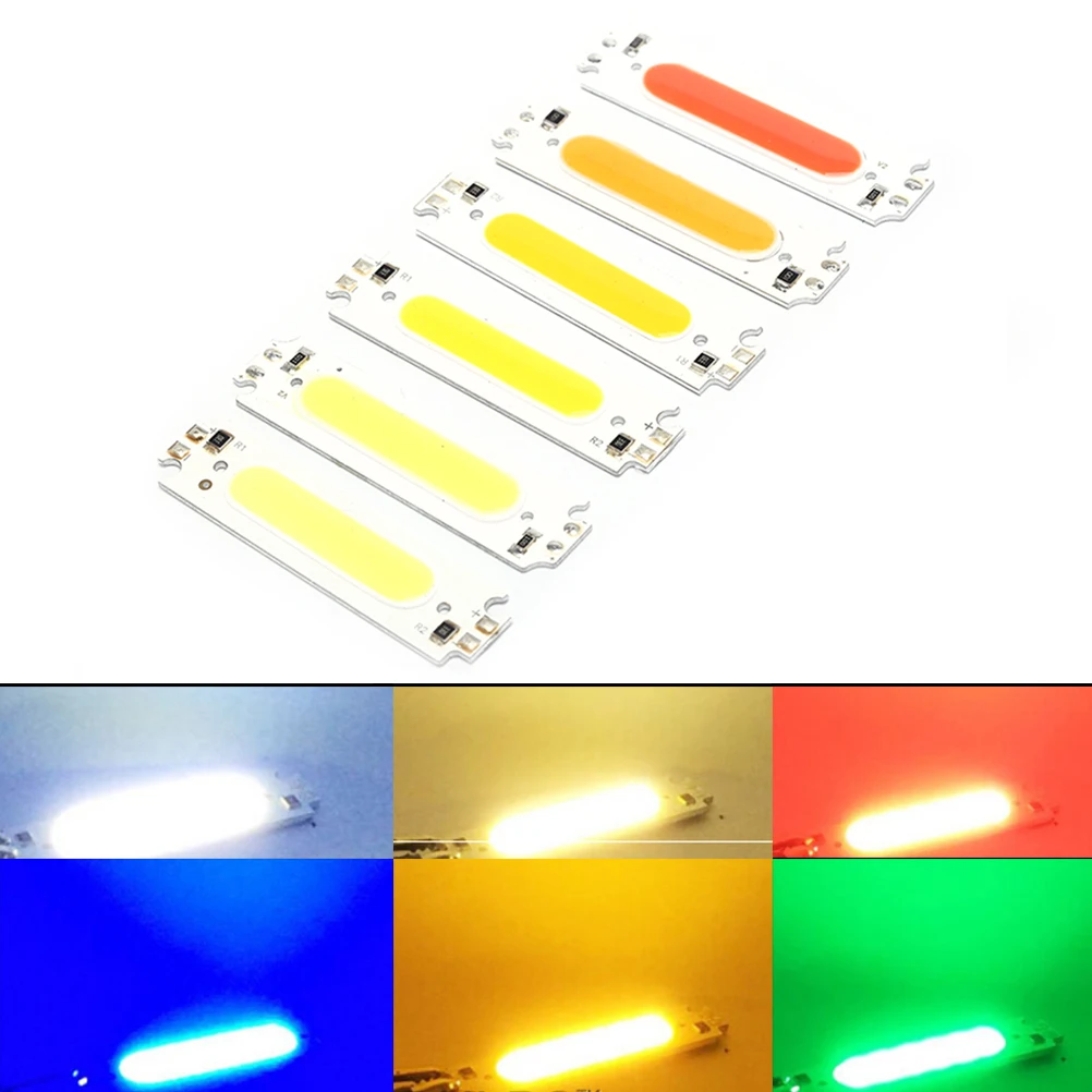 

1pcs LED Module COB Light Source Colorful LED COB Strip Light Source Moudle DC 12V 2W DIY LED Chip Bulb Lamp 60*15mm