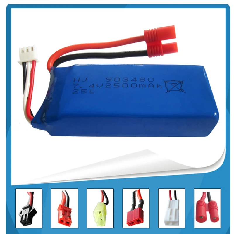 7,4 V 2500mAh 25c для квадрокоптера Syma X8W с высокой емкостью, модель самолета, перезаряжаемая батарея lipo для T штекера NO: 4 2S