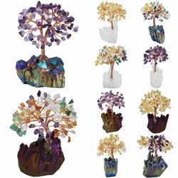 SUNYIK Natural Amethyst Citrine Money Tree,Aura Titanium Coated Crystal Cluster Base Bonsai Sculpture Figurine 4 Inch SUNYIK Natural Amethyst Citrine Money Tree,Aura Titanium Coated Crystal Cluster Base Bonsai Sculpture Figurine 4 Inch