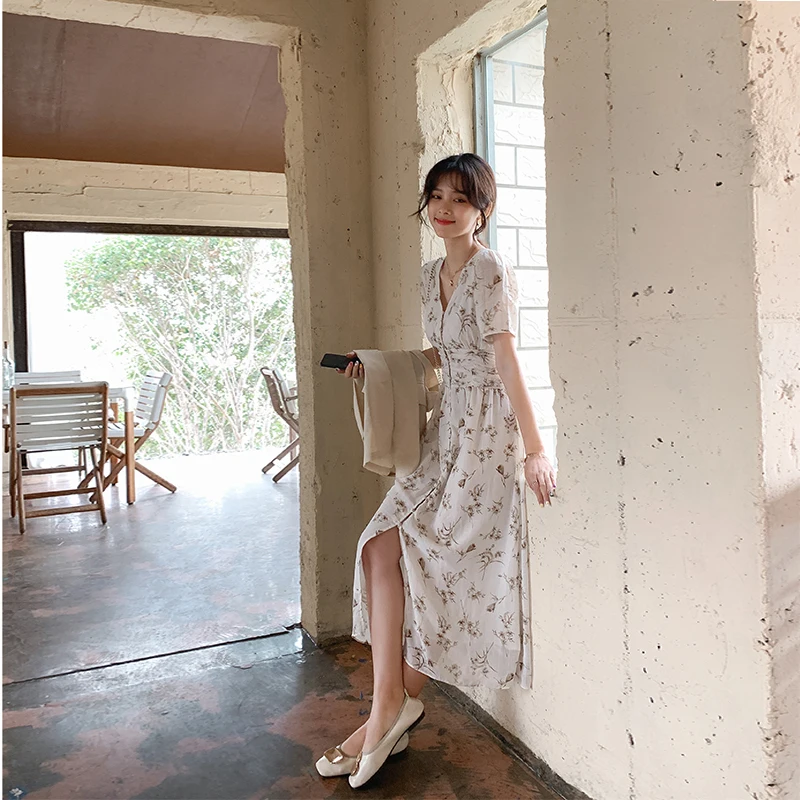 Skup MISHOW sukienka z nadrukiem w kwiaty dla kobiet plaża sukienka boho z nieregularnym brzegiem lato 2019 elegancka długa suknia dziewczyny ubrania MX19B1381