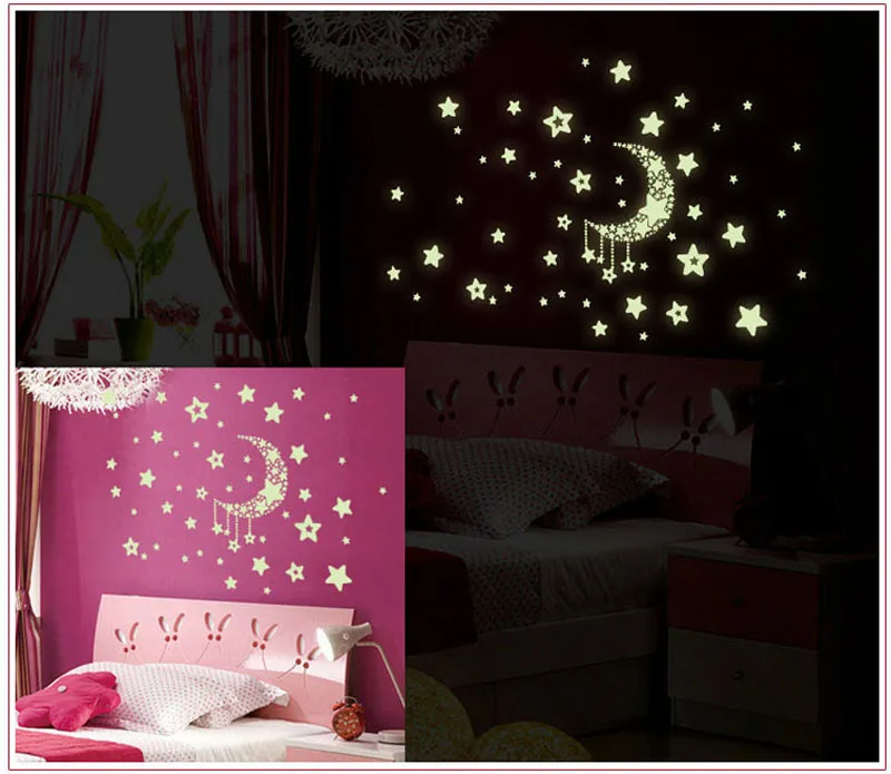 Светящиеся звезды наклейки с Луной светится в темноте звезды спальня диван флуоресцентная картина игрушка ПВХ светящиеся наклейки для детской комнаты