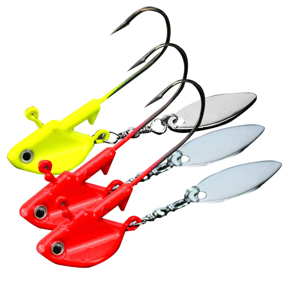 

3PCS 6g/10 Fishing Jig Head Hooks with Spinner Metal Spoon Fish Hook Soft Bait Hook Fishing Tackle Lead Head Lure Fishing bait