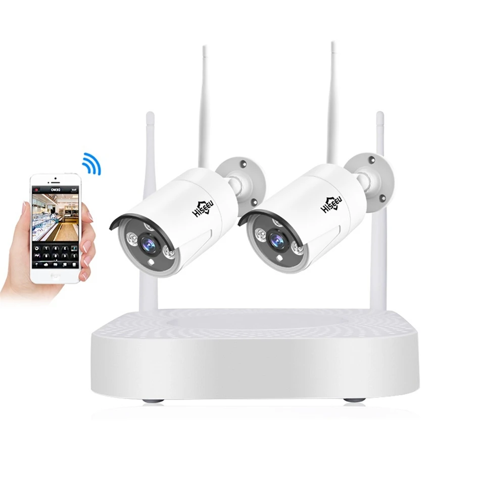 

Hiseeu 2CH 960P Wireless CCTV System 1.3 Outdoor IP Camera NVR Recorder Video Camera Motion Detection Smart Home Security System