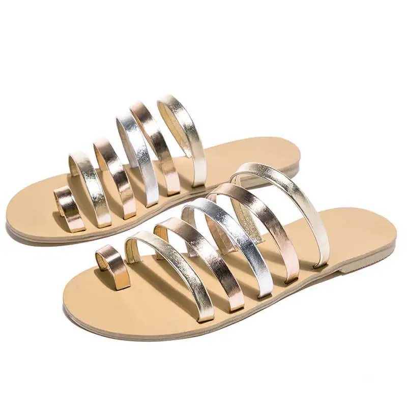 Fashion Summer Women Flat Sandals  Gladiator Sandals Ladies Strap Slippers Roman Female Flip Flops Outdoor Casual Sandales Femme