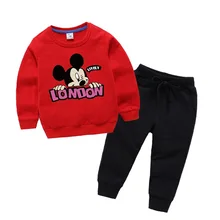 Модная детская одежда с Микки Маусом Повседневные детские спортивные костюмы весенние комплекты одежды для малышей Детская одежда для мальчиков и девочек детская футболка с Микки-Маусом, 2 предмета