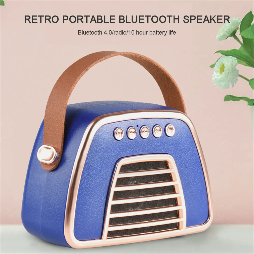 

Retro Portable Bluetooth Speaker Mini Wireless Stereo MP3 Music Player Handfree TF Card FM Radio USB Aux Cable Subwoofer Speaker