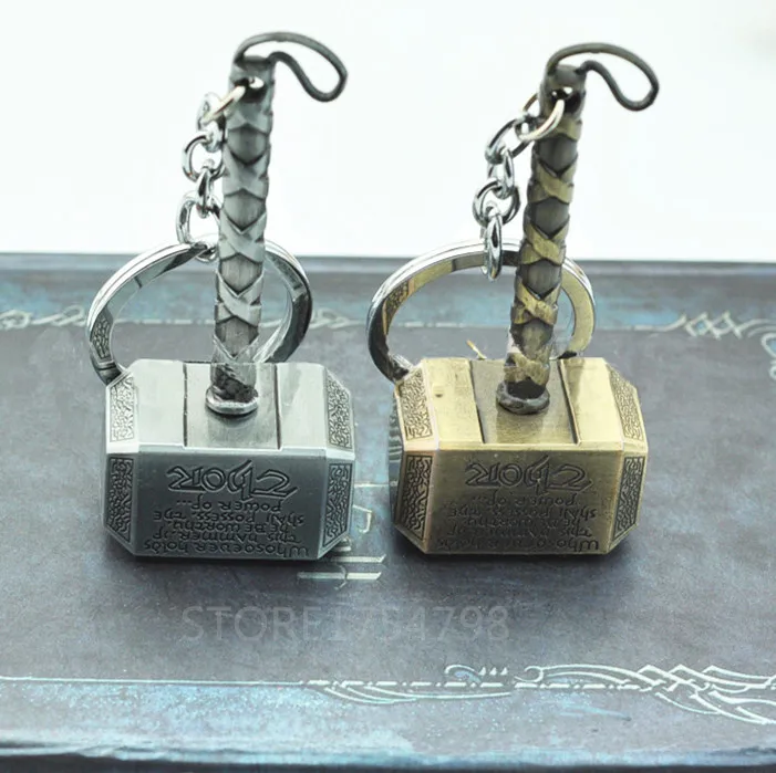 

Zinc alloy key ring Thor Hammer Keychain Marve l Avengers Thor Weapon Iron Man Keychain For Keys Men Car Women Bag Accessories