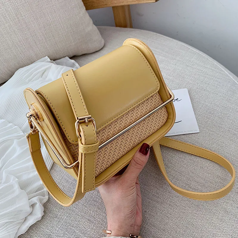

Weaving Crossbody Bags For Women 2019 PU Leather Shoulder Messenger Bag Ladies Tote Bags With Metal Handle Small Handbags