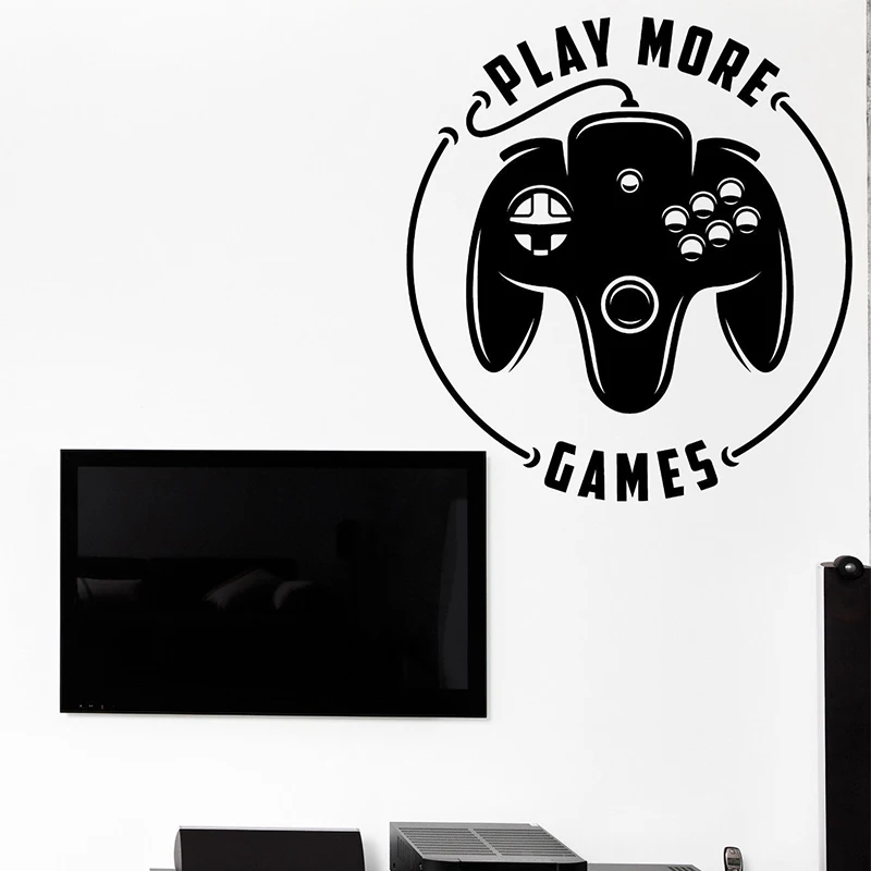 Wall Vinyl Decal Game Console Play More Game Decor for the Games Room