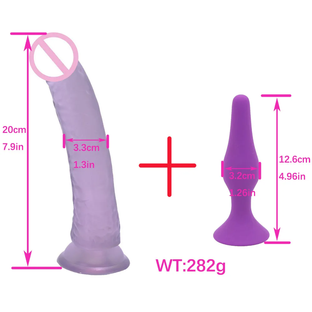 2PCS/SET Big Dildo Realistic Penis With Suction Cup Silicone Butt Anal Plug Adult Sex Toys for Woman Lesbian Couples Sex Shop