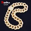Hommes 23mm lourd Miami lien cubain collier ras du cou glacé AAA Zircon Hip hop Rock bijoux or couleur chaîne 18 