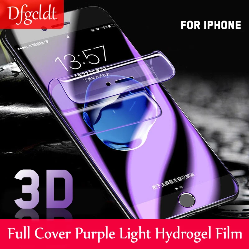 

Full Cover Purple Light Hydrogel Film for iPhone X XS Max XR Screen Protector for 6 7 8 Plus Protective Film Not Tempered Glass
