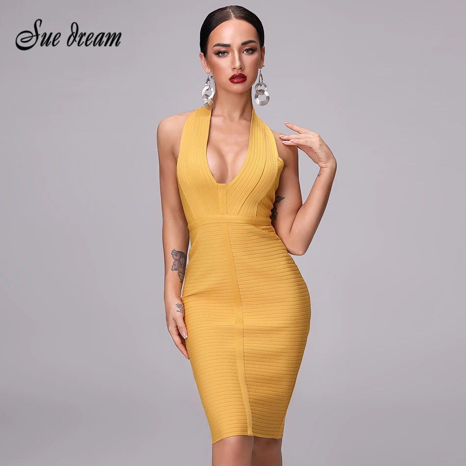 robe sexy jaune