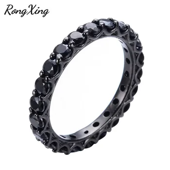 

Black Stone Lady Band Jewelry Size 6/7/8/9/10 Black Gold Filled Engagement Rings for Women Anel Aneis Wedding Gift RB0110