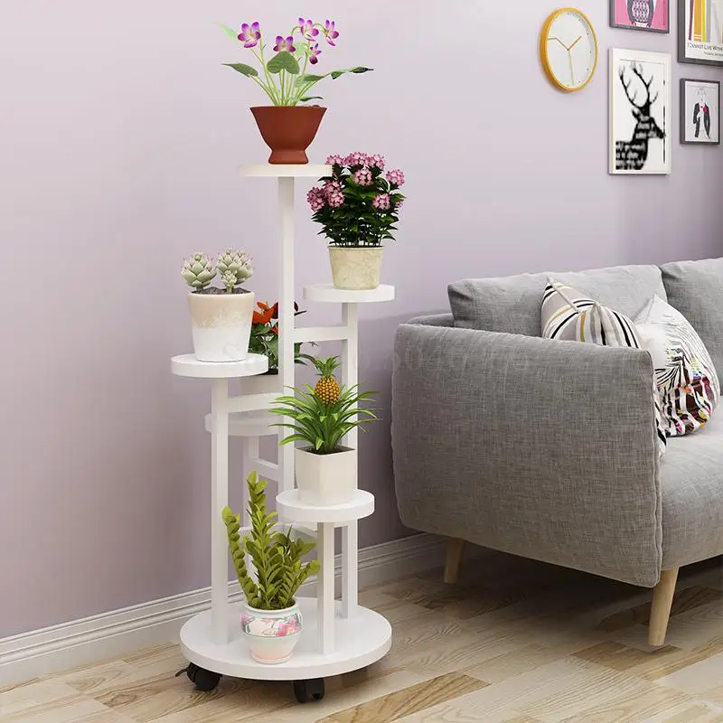 

Flower shelf moving wheel multi-layer indoor living room space space rack balcony falling subway art pot rack