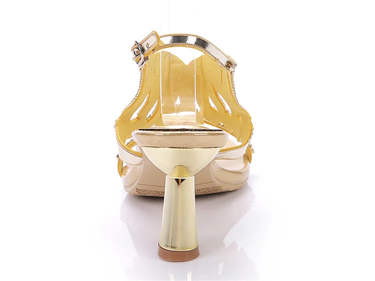 2016 Summer Gold Hot Sale Sexy Elegant Womens Shoes Leatherette Stiletto Heel Thick Heels Sandals Free Shipping Cheap From China17