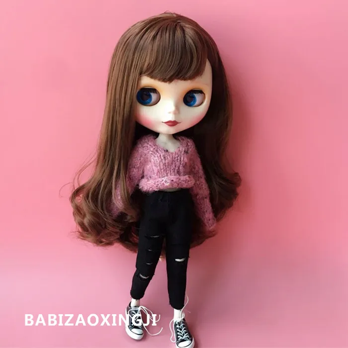 1/6 blyth кукольная одежда Pullip модные кукольные аксессуары свитер+ джинсы с дырками костюм 30 см bjd blyth кукольная одежда для Барби