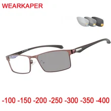 1.0 to-4.0 Retro Round Sun Photochromic Finished Myopia Eyeglasses Frame Men Women with color lens Sun glasses Myopia Eyewear