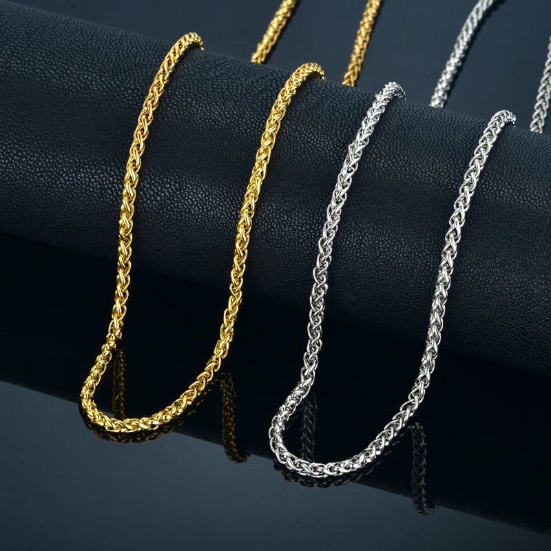 

Mens Gold Chain Necklace For Men/Women Jewelry 20" 23" 26" Gold Color Stainless Steel Rope Chain Neckalces Male Collier